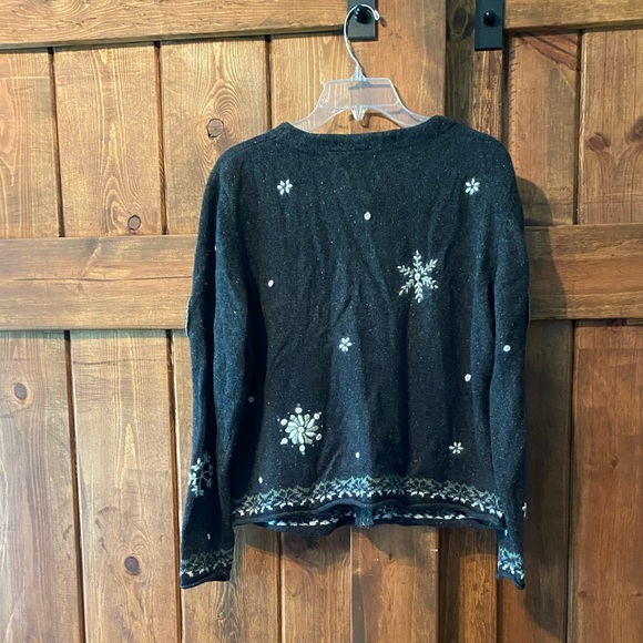 NorthCrest Snowflake Zipper Cardigan Sweater - Picture 2 of 3